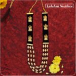Devi Lakshmi Haar / Necklace for Goddess Idol – Black Velvet Finish with Golden Lakshmi Motifs, Traditional Shringar Jewellery for Mandir & Pooja (Approx. 10 Inches) (देवी लक्ष्मी हार / देवी मूर्तीसाठी हार)