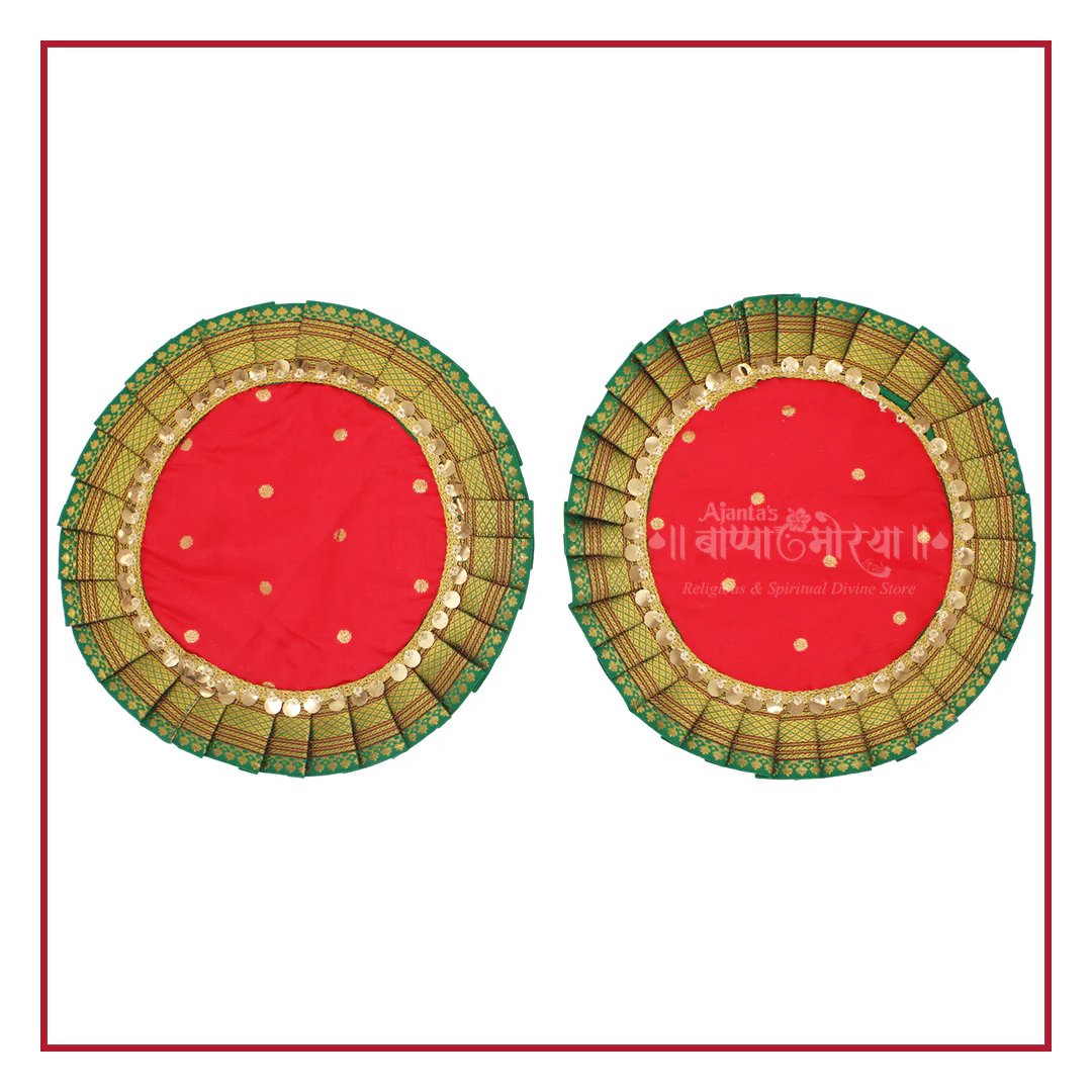 ASA2 Paithani Samai/Kalash Asan for Ganesh Chaturthi Navratri Margashsish Pujs – Round Pooja Mat/Devi Aasan Multipurpose Use ((9 inches Diameter) (Set of 2) Multipurpose Use ) (गणेश चतुर्थी नवरात्री मार्गशीर्ष पूजेसाठी पैठणी समई/कलश आसन) - Image 1