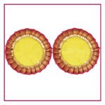 Handcrafted Samai Aasan Paithani Silk 9 Inch | Traditional Yellow Pooja Mat | Decorative Round Aasan for Kalash, Diya, Devi Idol, Pooja Mandir & Festivals (हस्तकला समई आसन पैठणी सिल्क 9 इंच | पारंपारिक पिवळी पूजा चटई)