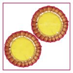 Handcrafted Samai Aasan Paithani Silk 9 Inch | Traditional Yellow Pooja Mat | Decorative Round Aasan for Kalash, Diya, Devi Idol, Pooja Mandir & Festivals (हस्तकला समई आसन पैठणी सिल्क 9 इंच | पारंपारिक पिवळी पूजा चटई) - Image 2