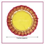 Handcrafted Samai Aasan Paithani Silk 9 Inch | Traditional Yellow Pooja Mat | Decorative Round Aasan for Kalash, Diya, Devi Idol, Pooja Mandir & Festivals (हस्तकला समई आसन पैठणी सिल्क 9 इंच | पारंपारिक पिवळी पूजा चटई) - Image 3