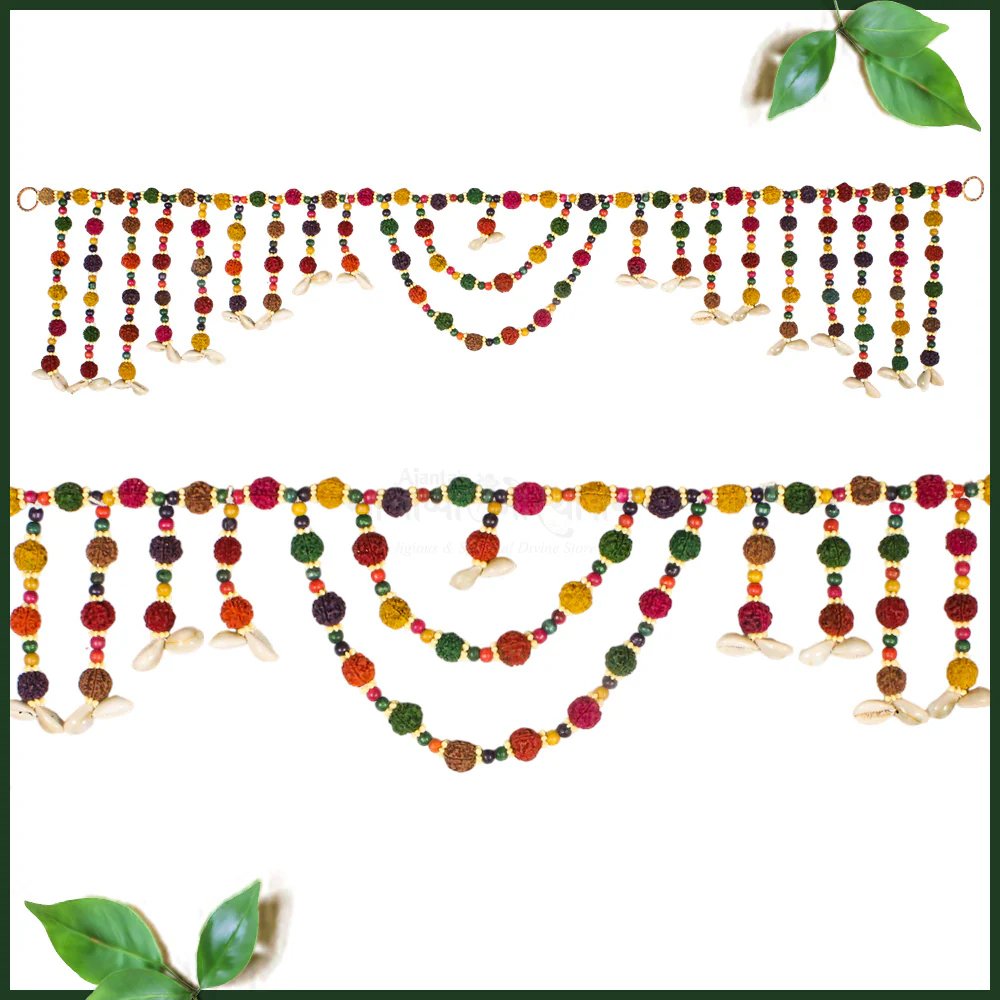 ATRN8 Mahadeva Mahakal Rudraksha Toran – Spiritual Door Hanging for Positive Energy & Decoration Handmade Toran for Entrance Door (महादेव महाकाल रुद्राक्ष तोरण) - Image 1
