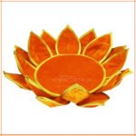 Orange Lotus Aasan for Pooja | Velvet Puja Aasan with Golden Border | 16 Inch Decorative Chowki Mat for Ganpati, Lakshmi, Devi & Temple Use (पूजेसाठी केशरी कमळ आसन)