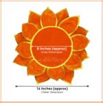 Orange Lotus Aasan for Pooja | Velvet Puja Aasan with Golden Border | 16 Inch Decorative Chowki Mat for Ganpati, Lakshmi, Devi & Temple Use (पूजेसाठी केशरी कमळ आसन) - Image 3