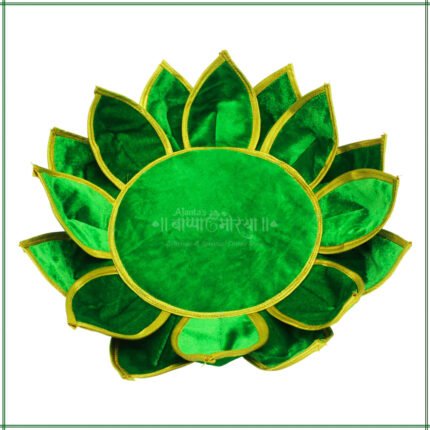 Lotus Aasan Kamal Aasan – Traditional Green Velvet Pooja लोटस आसन कमळ आसन Asan for Idols & Deities कमळ आसन Decorative Mandir Lotus Seat Decorative Lotus Mat for Mandir, Navratri, Margashirsha Puja Guruvar Vratam Puja (16 Inch) (पूजेसाठी पारंपरिक हिरवा  मखमली कमळ आसन )
