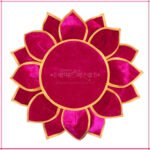 Kamal Aasan Velvet Pooja Mat – Idol Base for Lakshmi, Gauri Ganpati, Saraswati, Durga, Varalakshmi, Ganesh | Margashish Puja, Navratri (16 Inch) (कमळ आसन लक्ष्मीसाठी मखमली पूजा चटई)