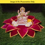 Kamal Aasan Velvet Pooja Mat – Idol Base for Lakshmi, Gauri Ganpati, Saraswati, Durga, Varalakshmi, Ganesh | Margashish Puja, Navratri (16 Inch) (कमळ आसन लक्ष्मीसाठी मखमली पूजा चटई) - Image 4
