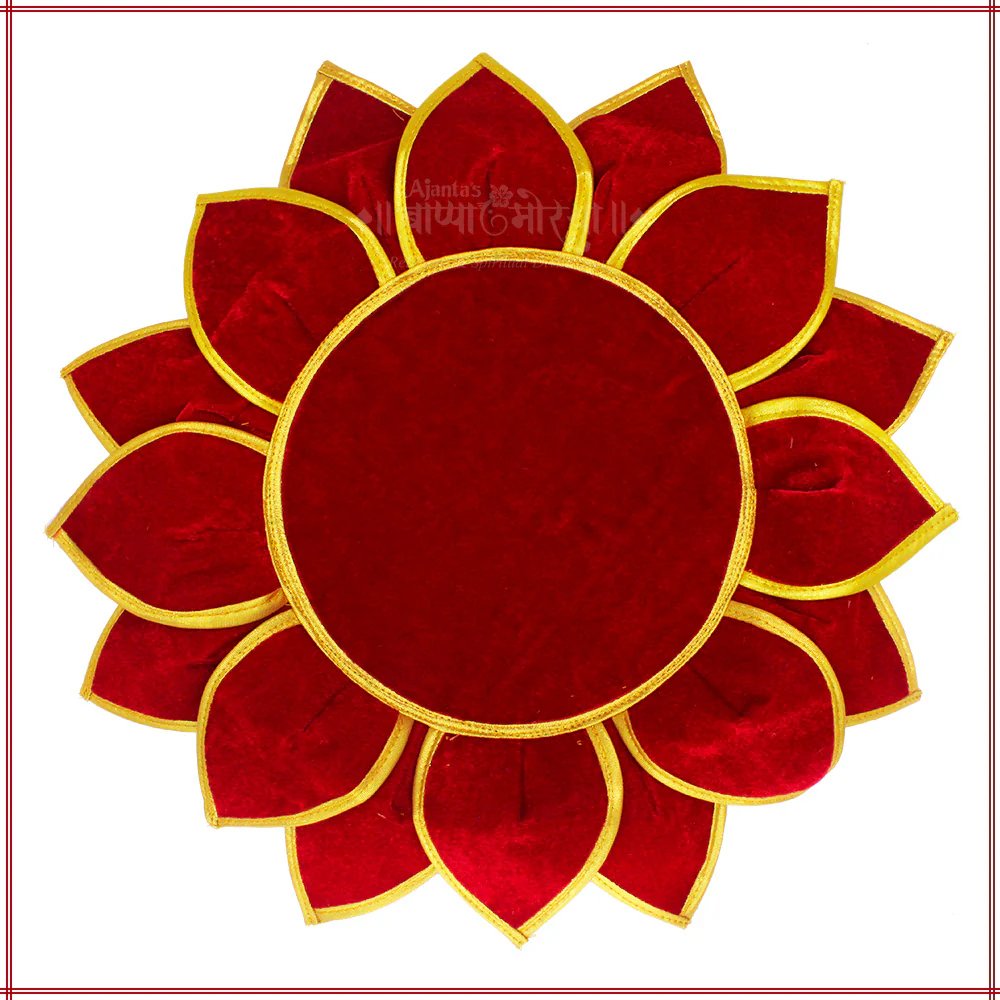 AVA2_1 Kamal Aasan कमळ आसन Velvet Pooja Mat – Idol Base for Lakshmi, Gauri Ganpati, Saraswati, Durga, Varalakshmi, Ganesh Margashish Puja, KAMAL AASAN Navratri (16 Inch) (कमळ आसन मखमली पूजा चटई) - Image 1