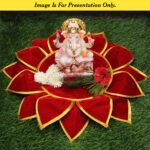 Kamal Aasan कमळ आसन Velvet Pooja Mat – Idol Base for Lakshmi, Gauri Ganpati, Saraswati, Durga, Varalakshmi, Ganesh Margashish Puja, KAMAL AASAN Navratri (16 Inch) (कमळ आसन मखमली पूजा चटई) - Image 4
