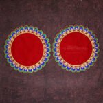 Traditional Velvet Puja Asan | Designer Chowki Aasan for Mandir, Idol Placement & Daily Pooja (10 x10 Aasan) (पारंपारिक मखमली पूजा आसन) - Image 10
