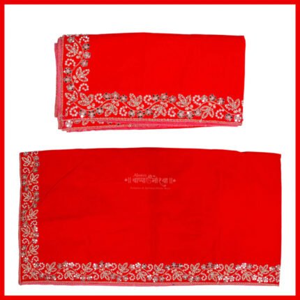 Aasan Velvet baithak Assan Big Large Plain Velvet Pooja Aasan Cloth for Puja Table use (2 Meter) (मखमली पूजा आसन)