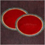 Pooja Velvet Aasan/Asan for Puja and Mandir Puja Altar Cloth |Puja Aasan Mat for Prayers - Handmade Decorative Pooja Mat Premium Kapda/Cloth for Mandir, Puja Chowki Mat, Puja Table & Temple | Fine Fabric (20x20 inch) ( Set OF 2) (पूजा मखमली आसन/पूजेसाठी आसन) - Image 3
